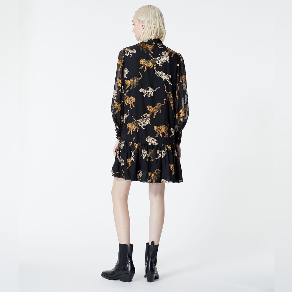 THE KOOPLES Short Black Dress with Leopard Print - Picture 4 of 7